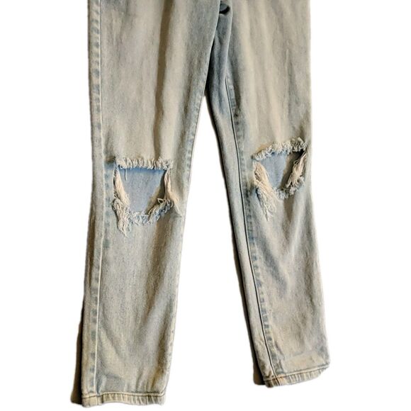 No Boundaries Jeans Juniors 3 Distressed White Wash Rips High Rise Blue Zip Fly - Picture 4 of 9